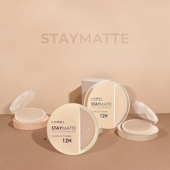 Lamel Stay Matte Compact Powder - Light Natural Coverage - Universal Neutral Undertone - Cruelty Free - Porcelain - N.401-VivaGrace Women
