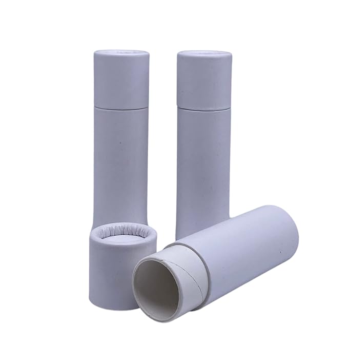 GreenWay 0.3oz / 8.5g Kraft Paperboard Lip Balm Tubes with Lids - 25 Pack Lip Gloss Tubes Refillable DIY Cosmetic Containers - Lip Balm Containers Chapstick Tubes Empty Holder Tubes - White-VivaGrace Women
