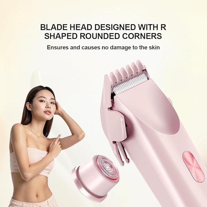2 in 1 Womens Body Shaver,2025 Glow Aura Electric Razor, Dual Head Shaver Women, Electric Razor for Womens Legs, IPX7 Waterproof Wet & Dry Use Body Intimate Areas,Pink-VivaGrace Women