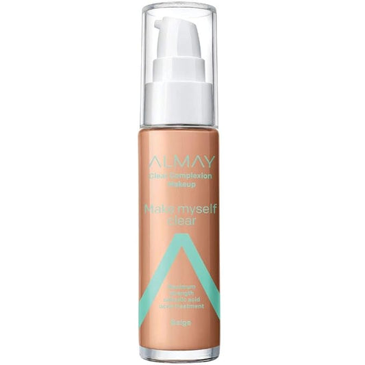Almay Clear Complexion Makeup, Matte Finish Liquid Foundation with Salicylic Acid, Hypoallergenic, Cruelty Free, -Fragrance Free, Dermatologist Tested, 500 Beige, 1.0 oz-VivaGrace Women