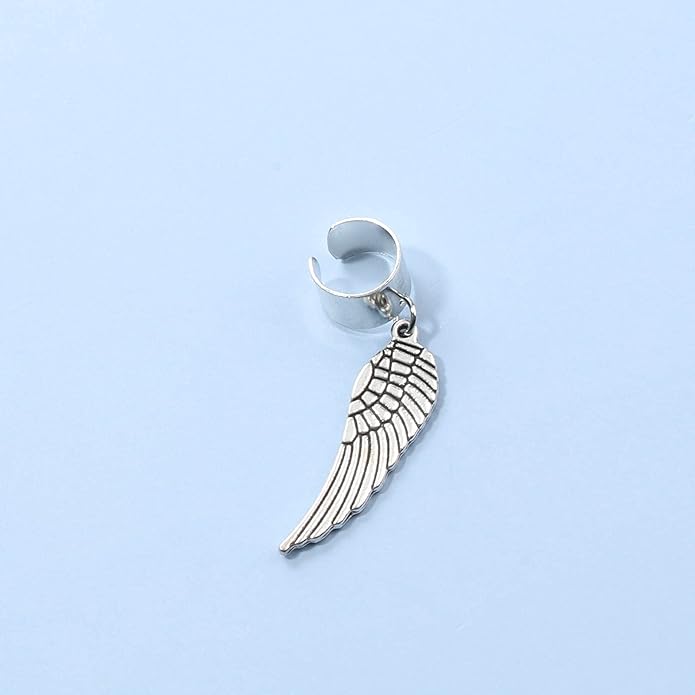 Boho Angel Wing Cuff Earrings Silver Ring Cartilage Earrings with Dangle Wing Ear Cuffs Earrings Clip Wrap Earrings Helix Earrings Jewelry for Women-VivaGrace Women