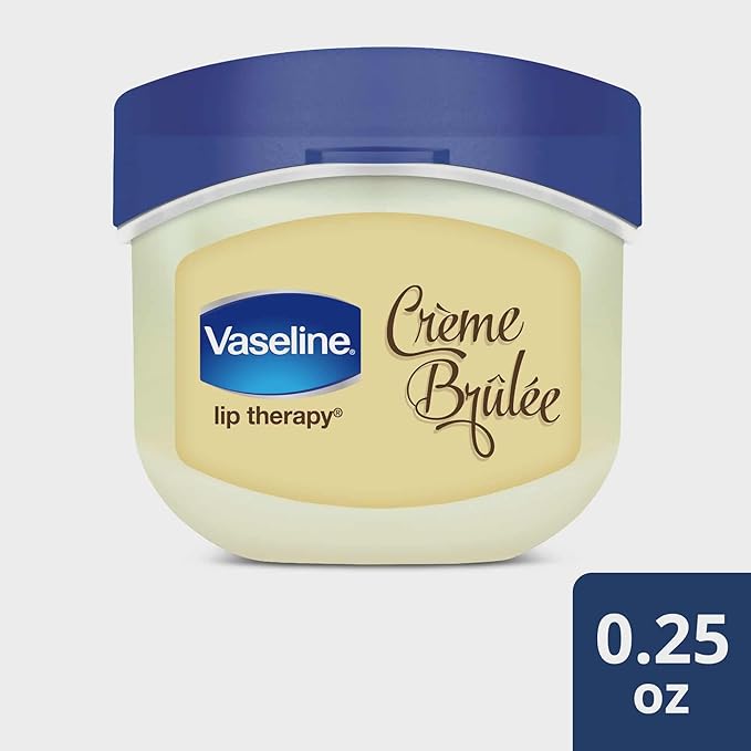 Vaseline Lip Therapy Creme Brulee Mini, White Petrolatum, Advanced Moisturizer, Relieves Dull and Dry Skin, Mini Vaseline Petroleum Jelly, Soft & Smooth Vaseline Lips (Pack of 6-0.25 Oz Ea) -VivaGrace Women