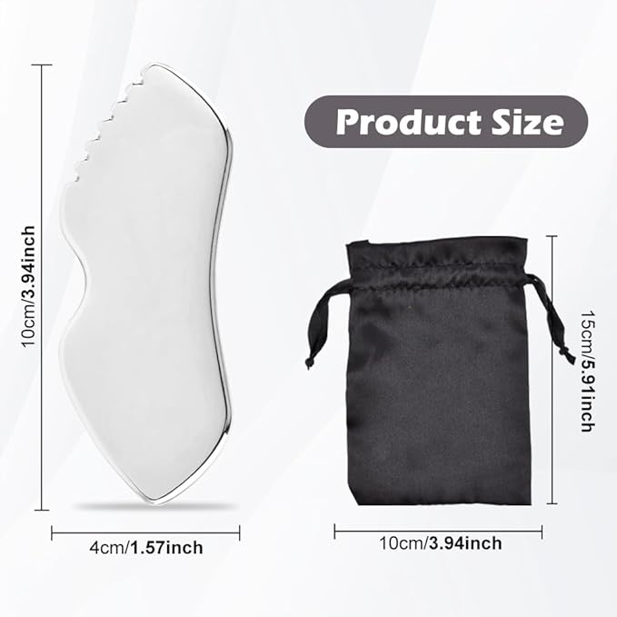 Stainless Steel Gua Sha Facial Tools, Upgrade Gua Sha for Facial Skin, Portable Eyes Neck Massage, Metal Gua Sha Tighten Skin Massage Guasha Beauty Tool-VivaGrace Women