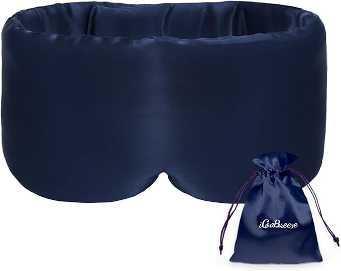 100% Handmade Bamboo Sleeping Eye Mask for Women for Men,Night Masks,Organic Sleep Mask,Blockout Eye Mask for Sleeping,Large Size Adjustable (Navy Blue)-VivaGrace Women