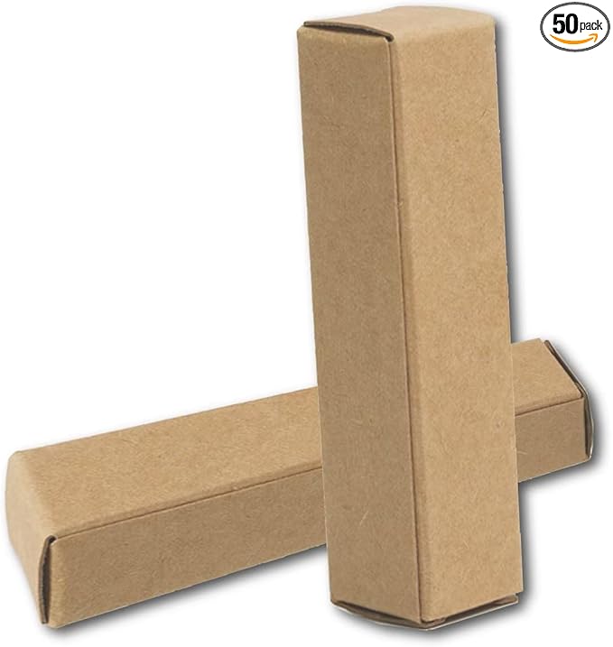 50 Pcs Lip Balm Containers Packaging Boxes, 2.67x0.7x0.7 Inch Wrapping Box for 0.15Oz Lipbalm Round Tubes, 5.5ml DIY Lipsticks Kraft Paper Package Boxes-VivaGrace Women