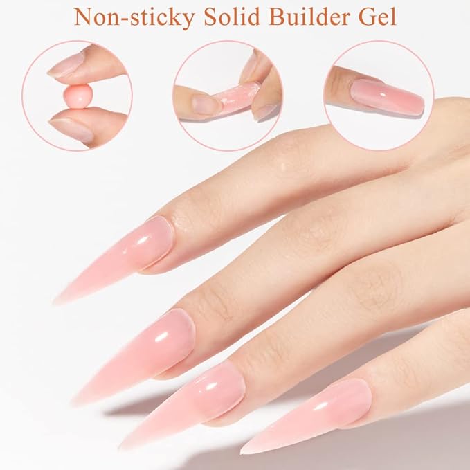 MIZHSE Solid Builder Gel for Nails, Nude Pink Non-Sticky Sculpting Gel, 3D Nail Art Building Carving Modeling Hard Nail Extension Soak Off UV/LED Nail Art Salon Home DIY 15g-VivaGrace Women
