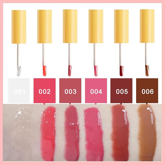VERONNI 6 Colors Lip Tinted Stain Gloss Set,Hydrating Plumping Liquid Lipstick Set,Moisturizing Clear Lip Oil For Dry Lips,Nourishing Water Glossy Glass Lip Oil Gloss Lip Tint (6 Colors)-VivaGrace Women