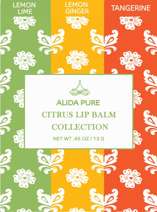 Citrus Lip Balm Collection, Vegan Lip Balm Set, Bees Wax Free, Coconut Oil Free, Avocado Oil, Organic Jojoba Oil, Vitamin E, Natural Moisturizer For Dry Cracked Lips, 3 Tube Set-VivaGrace Women