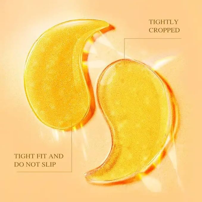 Golden 24K Radiant Under Eye Gel Mask (30 Pairs) Rejuvenating, Hydrating, Moisturizing Therapy for Under Eye Wrinkles, Dark Circles, Puffy Eyes, Refreshing, Revitalizing, Travel-VivaGrace Women