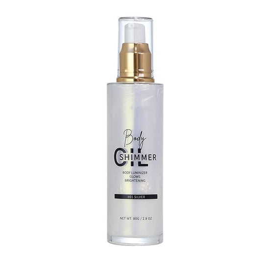 Shimmer Body Luminizer 5 Color Waterproof Smooth Face Body Glow Illuminator Non-sticky Liquid Body Highlight Illuminator for Face & Body & Leg (80 ML, 01 Pearl White)-VivaGrace Women