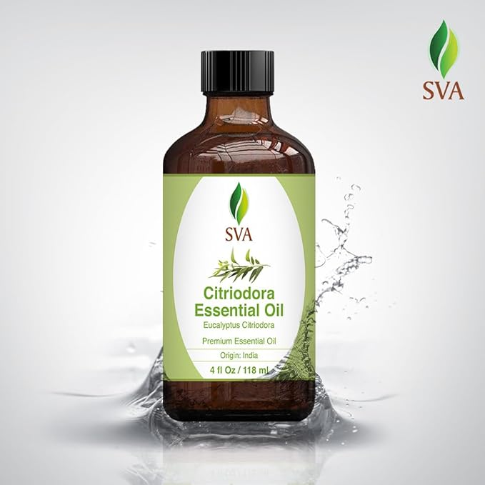 SVA Lemon Eucalyptus Essential Oil – 4 Fl Oz – 100% Natural Citriodora Oil - for Diffuser, Hair Care, Face, Skin Care, Aromatherapy, Scalp and Body Massage, Soap and Candle Making – with Dropper-VivaGrace Women