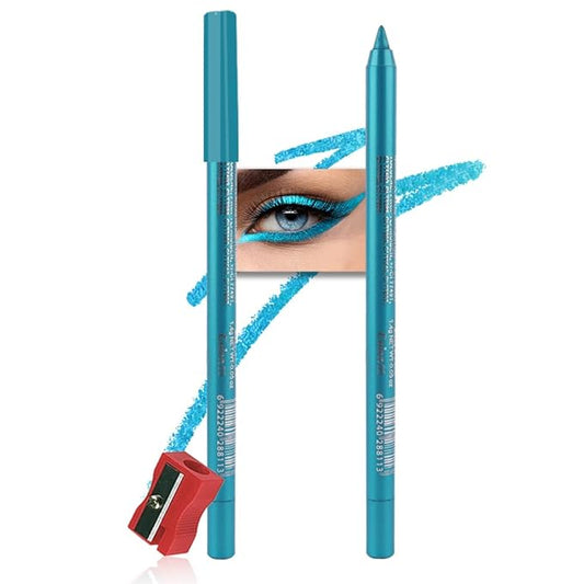 evpct Sky Blue Gel Eyeliner Pencil for Women Waterline Waterproof Smudge Proof Eye Makeup Liners, Blue Mascara Eye Liner Gel Liner Eyeliner with Sharpener delineador de ojos contra el agua 09