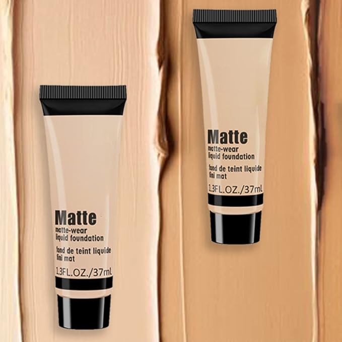 2 Pack Liquid Foundation Cream for Face Makeup,Durable Full Coverage Matte Concealer Make Up,Oil Control & Waterproof Base Primer -1+1 Fl.Oz-BEIGE 2#-VivaGrace Women