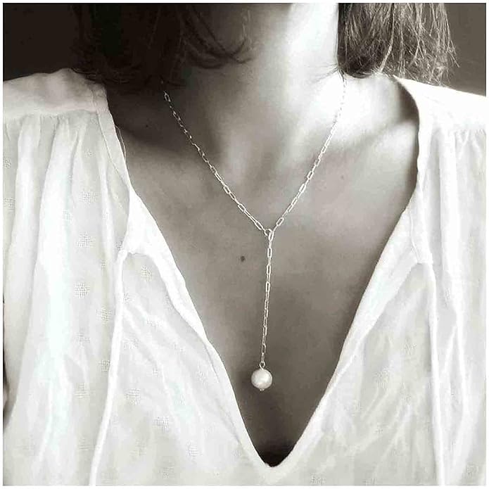 Long Pearl Necklace Pearl Lariat Y Necklace Chain Vintage Minimalist Necklace Jewelry for Women and Girls-VivaGrace Women