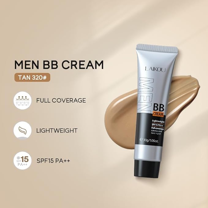 AKARY Hydrating Men BB Cream SPF 15 PA++, Full-Coverage Foundation&Concealer, Mens Face Moisturizer Cream Evens Skin Tone, Oil Control and Cover Flaws, Natural Finish for All Skin Types, Tan 320-VivaGrace Women