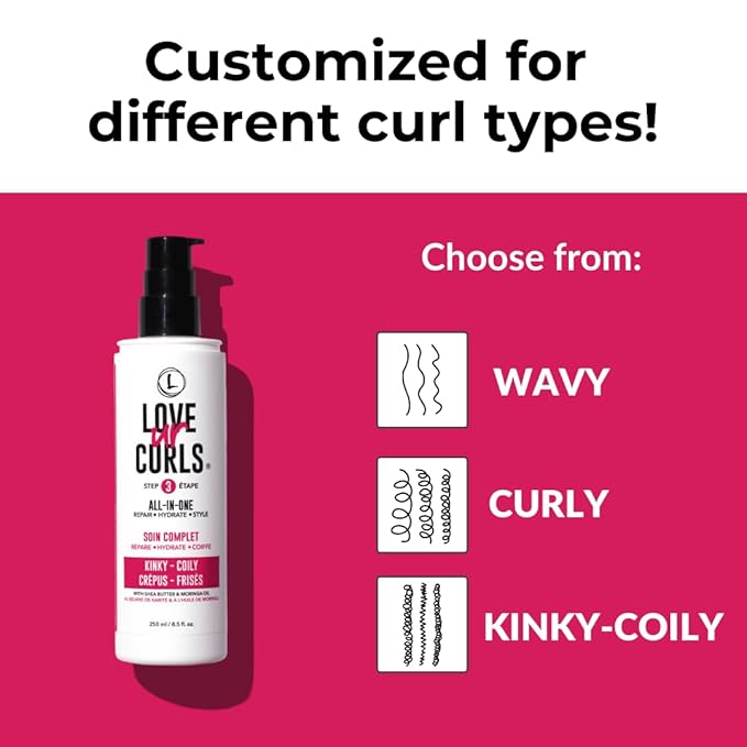 Love Ur Curls - Shampoo, Conditioner, Kinky-Coily All In One Styler to repair, define and hydrate hair and Irish Sea Moss Gel for touchable hold-VivaGrace Women