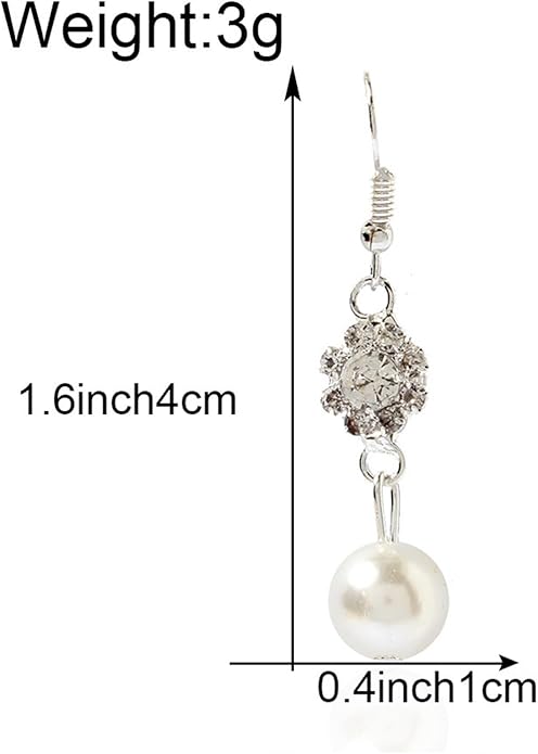 Vintage Rhinestone Pearl Drop Earrings Crystal Flower Dangle Earrings Silver Pearl Earring Cz Flower Hook Earrings Jewelry for Women-VivaGrace Women