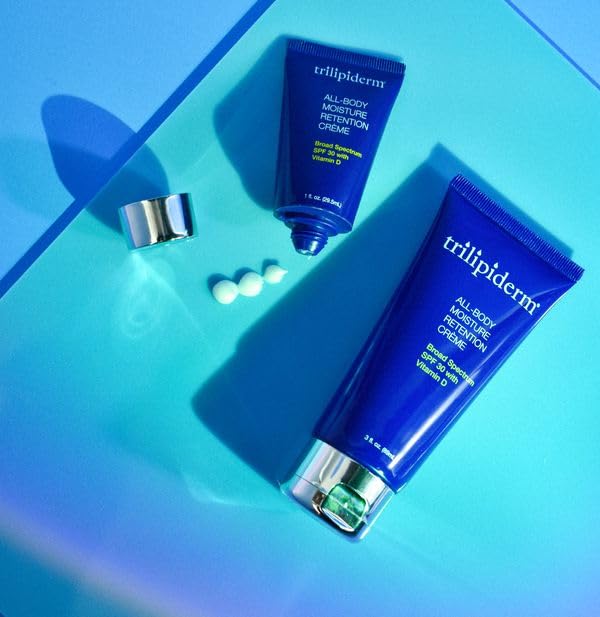 Trilipiderm 3 x All-Body Moisture Retention Creme 3x and All-Body Moisture Retention with Spf 30 Broad Spectrum 3oz size Travel Size 6-pack Sets - Air Travel, Gift, Purses, Gym Bag Lotion-VivaGrace Women