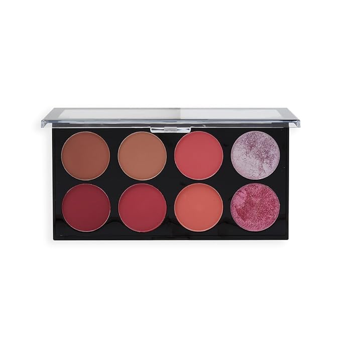 Makeup Revolution Ultra Blush Makeup Palette, Bronzer & Highlighter, Includes 8 Shades, Gluten free, Vegan & Cruelty Free, Sugar & Spice, 13g-VivaGrace Women