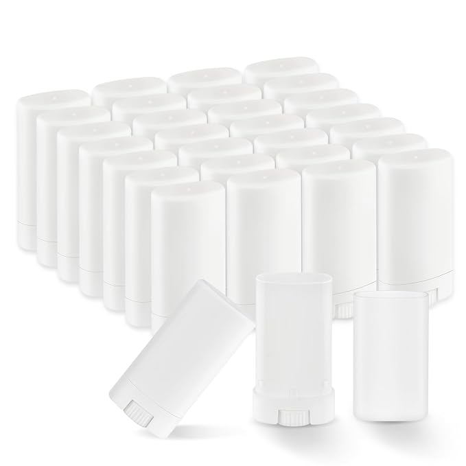 30 Pieces 15g/0.5oz White Oval Plastic Lip Balm Tubes,Empty Deodorant Bottles,Twist-Up Chap Stick Storage Containers for DIY Homemade Sunscreen Bar,Moisturizing Stick,Crayon-VivaGrace Women