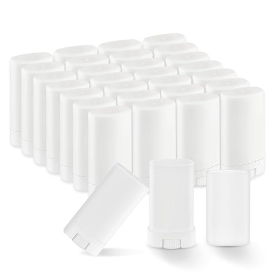 30 Pieces 15g/0.5oz White Oval Plastic Lip Balm Tubes,Empty Deodorant Bottles,Twist-Up Chap Stick Storage Containers for DIY Homemade Sunscreen Bar,Moisturizing Stick,Crayon-VivaGrace Women