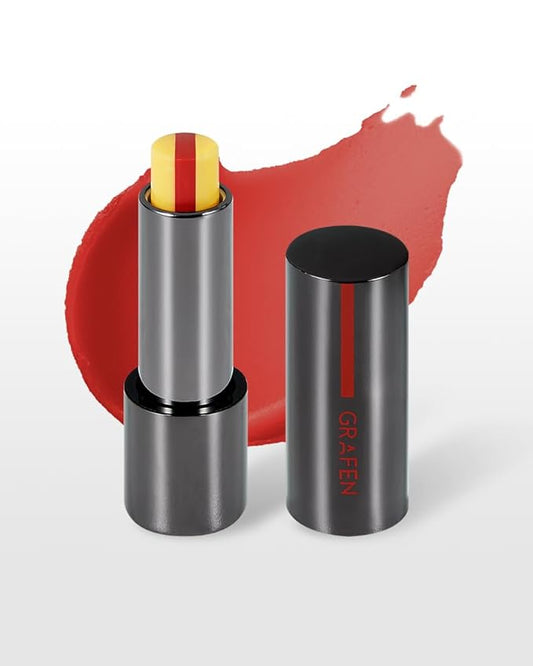 GRAFEN Triple Color Lip Balm Coral Red 0.13 oz | Tinted Lip Balm for Men | Korean Lip Butter Triple Layers of Lip Care & Coloring | Metal Container & Magnetic Cover.-VivaGrace Women