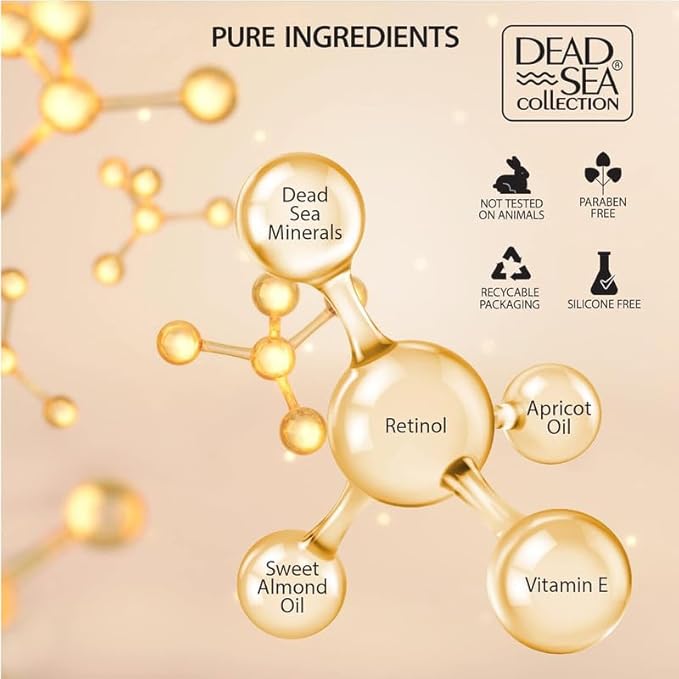 Dead Sea Collection Facial Kit Retinol - Day Cream (1.69fl.oz/50ml jar) & Facial Serum (1.69fl.oz/50ml bottle) - Pure Dead Sea Minerals - Anti-Wrinkle Hydration Smooth and Moisturized Skin-VivaGrace Women