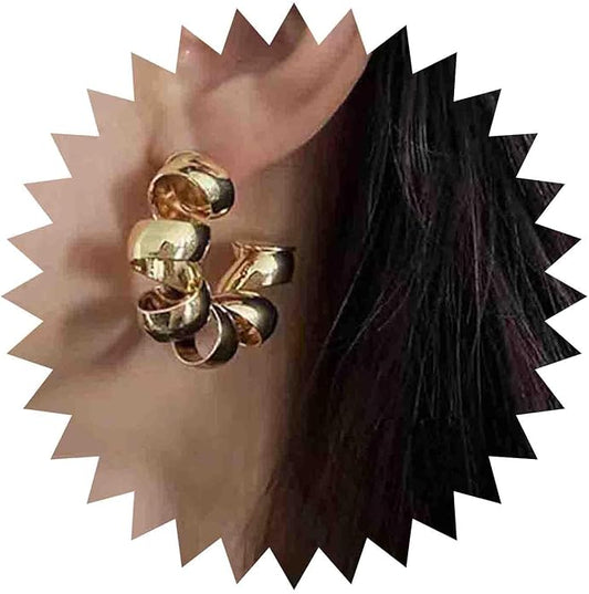 Vintage Exaggerated Irregular Circle Earrings Twist Hoop Earrings Twisted Rope Round Earrings Gold Circle Hoop Dangle Earrings Jewelry for Women-VivaGrace Women