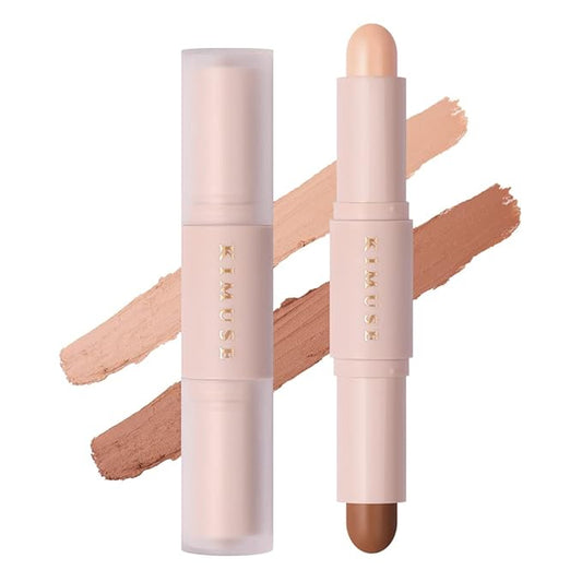 KIMUSE 2Color Dual Cream Contour Stick, Highlight & Contour Bronzer Stick, Long Lasting & Waterproof Contour Sticks Kit for Light Skin Face Makeup-VivaGrace Women
