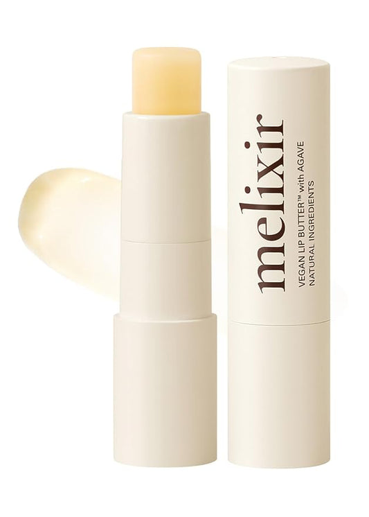 Melixir Vegan Lip Butter #01 Agave(Clear), Hydrating Tinted Lip Balm Stick, Bee-Free, Petrolatum-Free, Plant-Based With Shea Butter, Nourishing Care for Dry, Chapped Lips, Natural Finish-VivaGrace Women