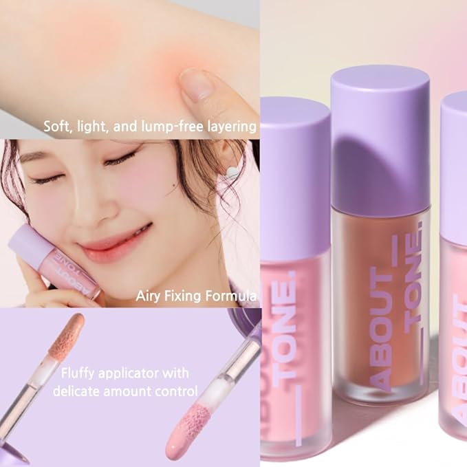 Fluffy Air Blusher 5 Colors - Lightweight Melting Liquid Blush for Colorful Cheeks, Highly Pigmented, Cheekbones and Eye Makeup, Soft Matte Finish, Buildable Formula (05 DUSTY ROSE)-VivaGrace Women