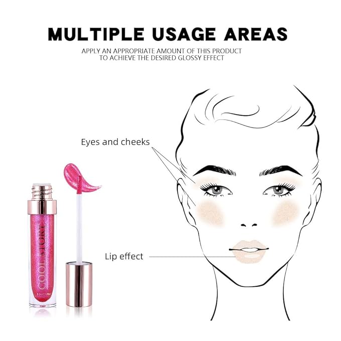 GECOMO Colorful Explosive Pearlescent Lip Gloss 3D Multifunctional Fine Glitter Chameleon Lip Gloss Polarized Diamond Makeup,Magic Big Brush Color Changing Lip Oil(105# BLUISH PURPLE FLASH)-VivaGrace Women