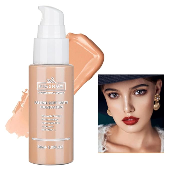 Flawless Matte Liquid Foundation Makeup, Vegan & Cruelty-Free, Liquid Oil-Free Foundation Face Makeup for Combination & Oily Skin, Longwear Medium-Full Coverage (06, 30ml)-VivaGrace Women