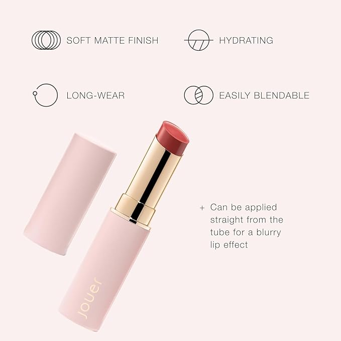 Jouer Balm Bouche Demi-Matte Lip-Karma - Tinted Lip Balm - Hydrating Lip Tint Long Lasting - Matte Lip Color - Jojoba Seed Oil and Shea Butter Formula-VivaGrace Women