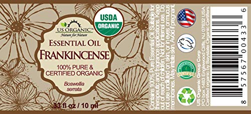 US Organic 100% Pure Frankincense Essential Oil, USDA Certified Organic, Steam Distilled, Boswellia serrata, Origin India, Use Topically or in Diffuser (10 ml, Value 2 Pack)-VivaGrace Women