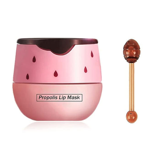 Nourishing Lip Balm Honey Pot, Moisturizing Strawberry Propolis Lip Mask, Hydrating & Prevention Dry and Cracked Lip Scrubs Exfoliator Lip Sleeping Mask Reduces Lip Lines-VivaGrace Women