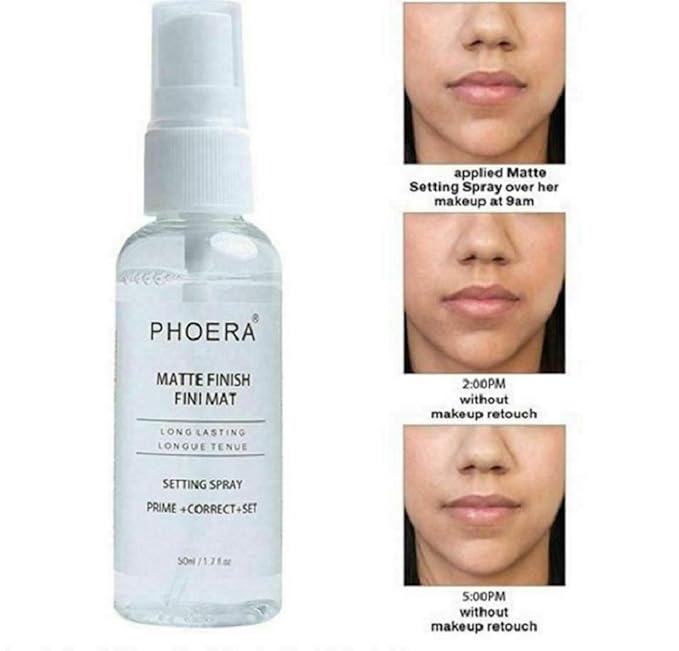 AQUAPURITY Phoera Makeup Setting Spray 3 In 1 Fixer, Primer & Corrector Matte Finish, Makeup Sealer Spray Long Lasting16Hr Wear Face Make Up Foundation Light Weight Beauty Blender-VivaGrace Women