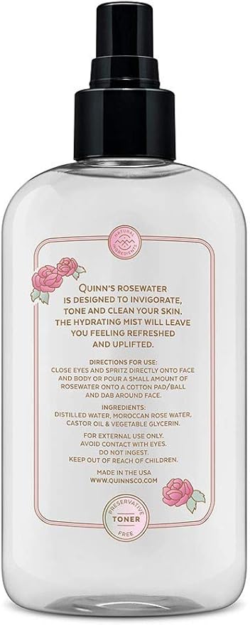Quinn’s Rose Water - Hydrating Facial Toner Spray, Rosewater for Hair, Skin & Face Mist, 8 Ounce-VivaGrace Women