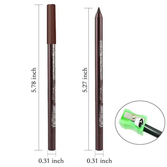 evpct Dark Coffee Gel Eyeliner Pencil for Women Waterline Waterproof Smudge Proof Eye Makeup Liners, Coffee Mascara Eye Liner Gel Liner Eyeliner with Sharpener delineador de ojos contra el agua 23