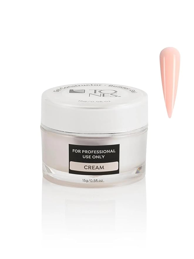 TONES Builder Gel | Strengthening - Extension - Sculpting Gel for Nail Art & Apex Building | Clear Formula - Smooth Finish (Cream) | (15g / 0.5 fl.oz)