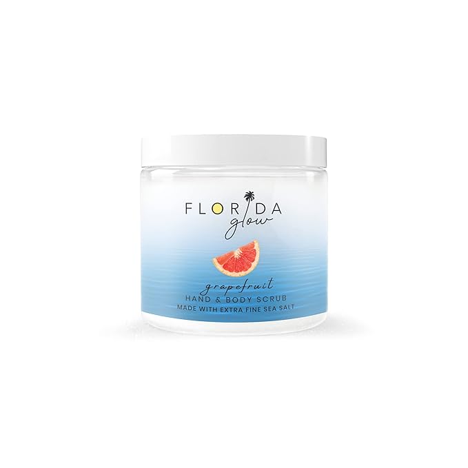 Sea Salt Body Scrub by Florida Suncare - Ocean Salt Body Polish Infused with Marine Algae - Exfoliating Face and Body Scrub - Facial Scrub Exfoliator to Tackle Acne (Grapefruit, 12.1 oz)-VivaGrace Women