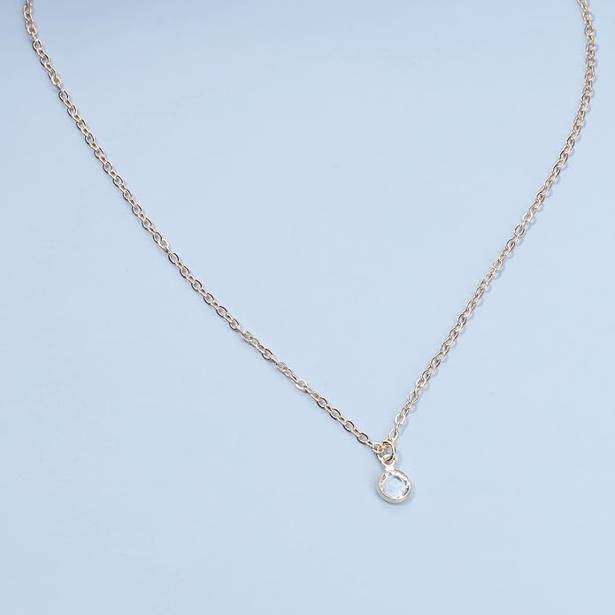 Boho Tiny Crystal Choker Gold Clear Quartz Pendant Necklace Minimal Dot CZ Choker Necklace Simple Everyday Necklace Wedding Necklace Jewelry for Women and Girls Gifts-VivaGrace Women