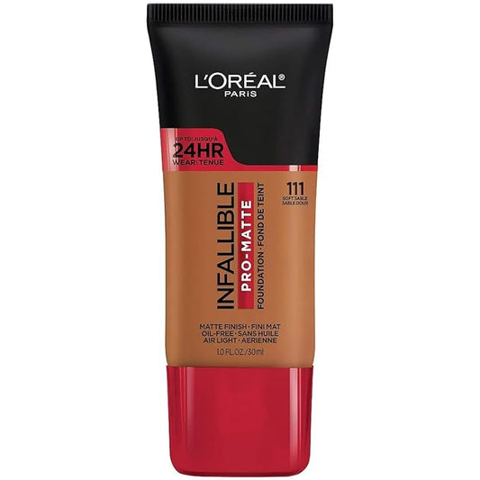 L'Oreal Paris Cosmetics Makeup Infallible Pro-Matte Liquid Longwear Foundation, Soft Sable, 1 fl oz-VivaGrace Women