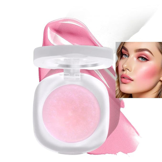 Cream Blush Makeup, Natural Pink/Black Glossy Face Blusher, Color Changing Cream Blush for Cheek and Lip Tint, Blendable Formula, Matte and Dewy Finish Lightweight Blush Makeup (Pink Glitter, One)-VivaGrace Women