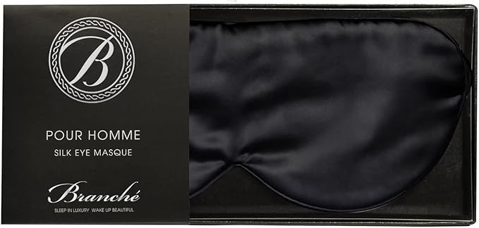 Branche Beauty Silk Eye Mask Pour Homme - Stylish 100% 6A Silk 22 Momme Sleep Mask, Eye Cover, Shade Blindfold Sleeping Mask for Luxury Sleep for Men Gifts for Him (Black)-VivaGrace Women
