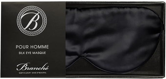 Branche Beauty Silk Eye Mask Pour Homme - Stylish 100% 6A Silk 22 Momme Sleep Mask, Eye Cover, Shade Blindfold Sleeping Mask for Luxury Sleep for Men Gifts for Him (Black)-VivaGrace Women