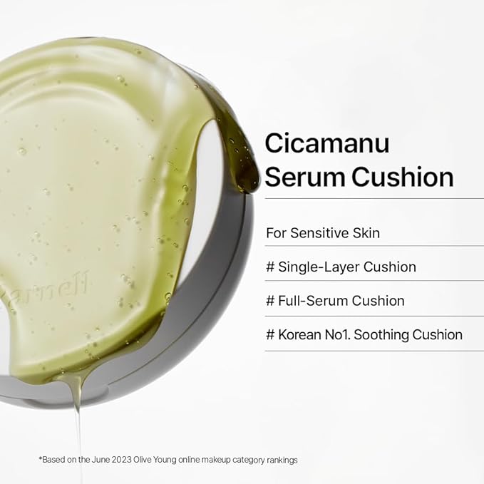 Parnell Cicamanu Serum Cushion 59N Ebony 0.52 fl oz | Hydrating Serum Foundation for Soothing, Pore Blurring & Radiant Glass Skin | Lightweight Korean Cushion for Sensitive Skin | K-Beauty-VivaGrace Women