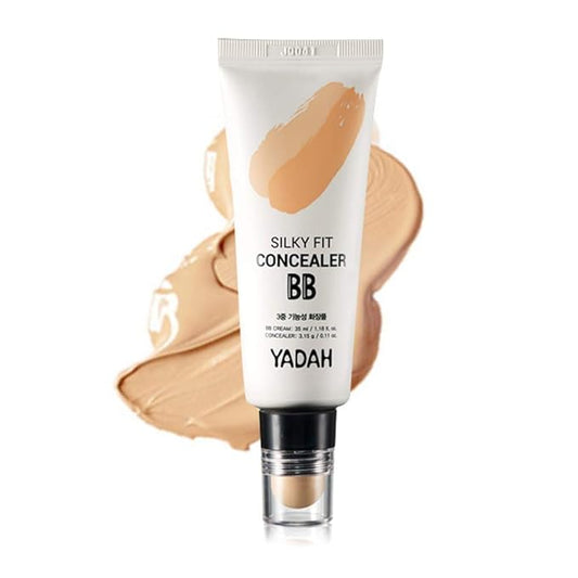 YADAH Silky Fit Concealer BB Cream (21 Light Beige, 1.18fl oz) - 2-in-1 Korean Makeup for Flawless Skin, Tinted Moisturizer for Blemish Cover. Long-Lasting, All-Day Wear.-VivaGrace Women