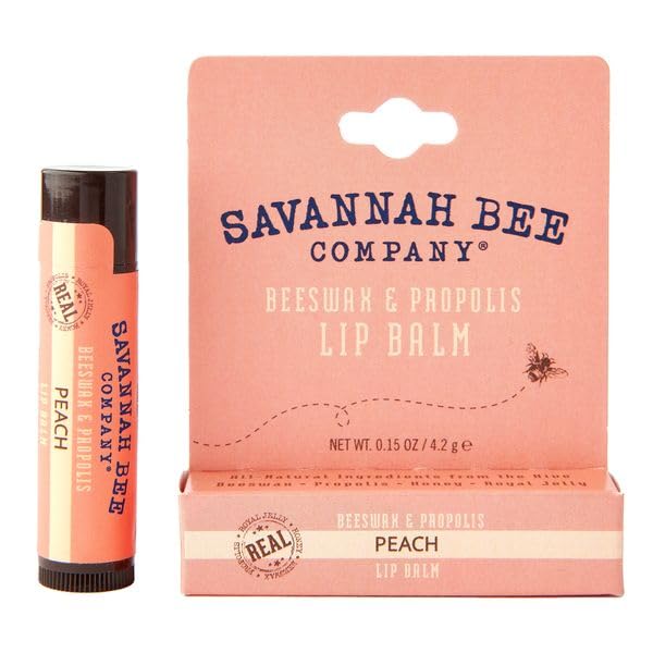 Savannah Bee Lip Balm Hanger 0.15 oz - Invigorating Mint Flavor - Natural Ingredients for Supple, Soft Lips - Convenient Hanger Design (.15 Oz, Peach)-VivaGrace Women