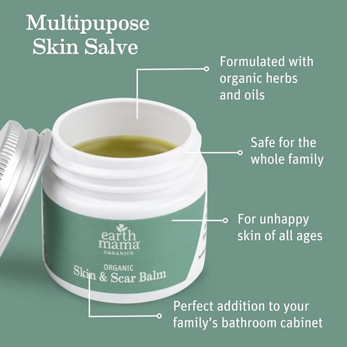 Earth Mama Organic Skin & Scar Balm |C-Section Recovery Skin Care, Pregnancy Stretch Mark Scar Cream with Organic Jojoba Oil, Tamanu Oil & Gotu Kola (2-Pack)-VivaGrace Women